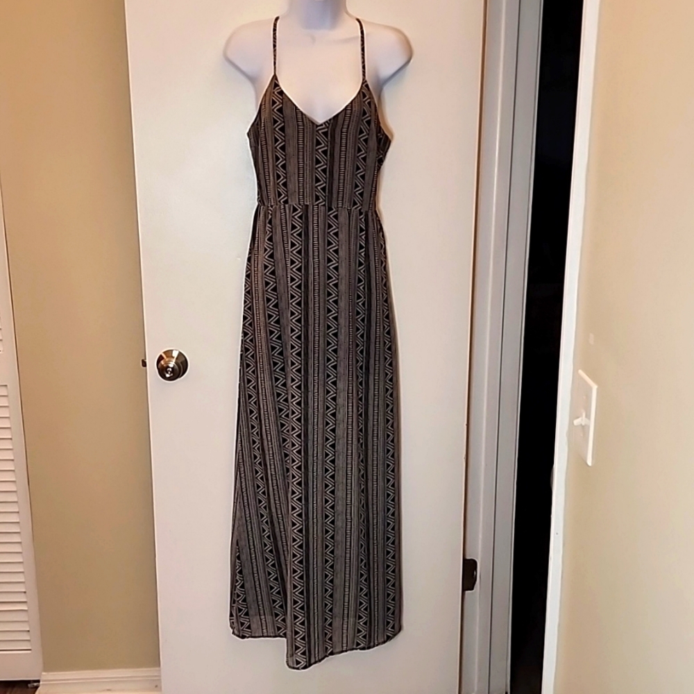 Forever 21 Cutout Back Maxi Dress, Black White Flowy Boho, Size Small